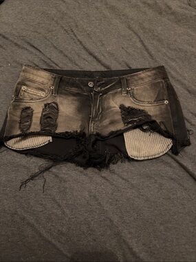Carmar Black Distressed Denim Cutoff Shorts